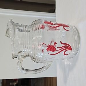 VTG Glass Pitcher with Flower Pattern